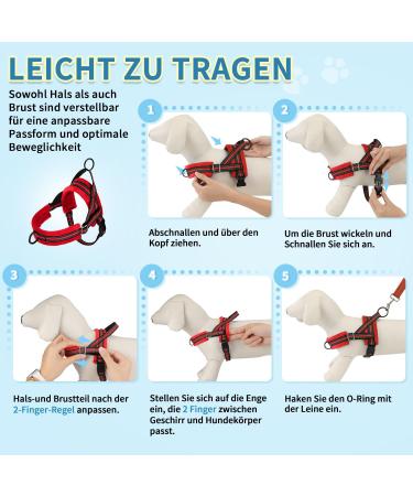 Eyin No-Pull Dog Harness with Leash - Soft Padded Reflective Adjustable for Puppies & Small Dogs - Red (S) - Ideal for Pets & Cats - Buy Online on GoSupps.com