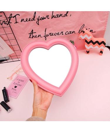 BinaryABC Heart Makeup Mirror - Wall/Desktop Cosmetic Mirror for Bedroom - Valentines Day Gift (Pink) - Buy Online on GoSupps.com