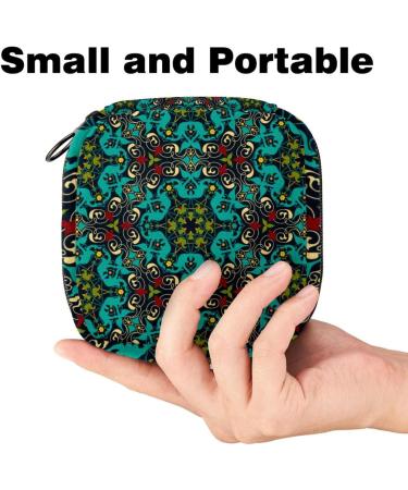 Shop Mandala-Green Menstruation Pad Bag with Zipper | Stylish Women's Napkin & Tampon Bags | Eco-Friendly & Psychedelic Design - Buy Online on GoSupps.com