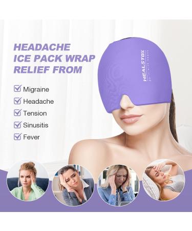 Healstok Headache Migraine Hat - Cold & Hot Therapy Ice Pack for Headaches - Purple - Buy Online on GoSupps.com