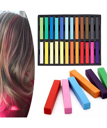 24pcs Temporary Hair Chalk Set - Pastel Hair Dye for Halloween & Birthday Salon Makeup - Non-Toxic & Washable - Buy Online on GoSupps.com