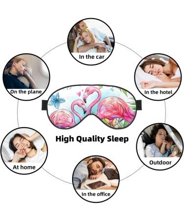 SSIMOO Flamingo Flowers Sleep Mask | Adjustable Breathable Eye Mask for Comfortable Sleep | Fashionable Black Design - Buy Online on GoSupps.com