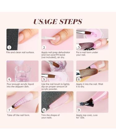 Saviland Acrylic Nail Set - 3 Colors (Pink Nude White) - Professional Acrylic Powder & Brush for Beginners & Experts - International Shipping Available - Buy Online on GoSupps.com
