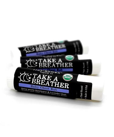Tiny Human Supply Co Organic Take A Breather Baby Chest Rub Stick 3pk 100% Natural Soothing Lavender & Eucalyptus Petroleum Free Cruelty Free