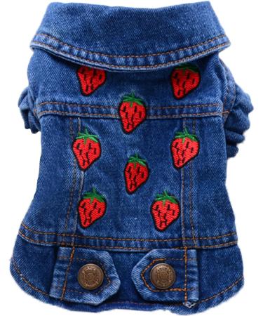 Doggystyle Pet Vests Denim Hoodie Jacket for Small Dogs (S 4-6 lbs) - Strawberry - Buy Online on GoSupps.com