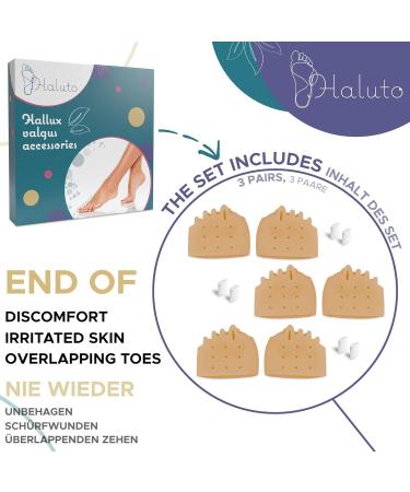 Haluto Gel Toe Spreader - 3 Pairs Bale Cushions for Hallux Valgus & Hammer Toe Correction - Forefoot Cushions & Toe Separators - Buy Online on GoSupps.com