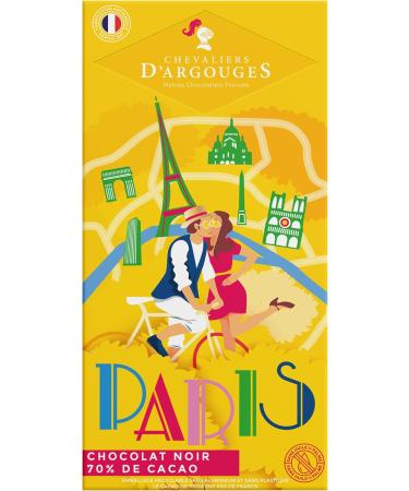 CHEVALIERS D'ARGOUGES French Master Chocolatiers - 70% dark chocolate bar - Souvenir of Paris - 100g - Buy Online on GoSupps.com