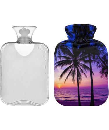NAANLE 2L Hot Water Bottle with Palm Sunset Cover Relief for Menstrual Cramps & Heat Therapy | Large Transparent Hot Water Bag for Hand & Feet - Buy Online on GoSupps.com