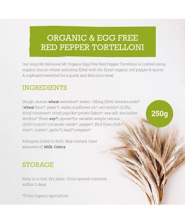 Mr Organic Red Pepper Tortellini - Egg Free - Vegan-Friendly - Made with Organic Ingredients - Delicious and Filling - Perfect for Pasta Lovers - 250g Pack - Buy Online on GoSupps.com