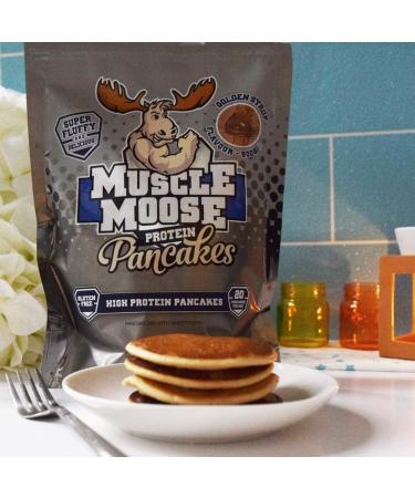 Muscle Moose Protein Pancake Mix 26g Protein Light Fluffy Texture - Golden Syrup Flavour 500g (Makes 20 x Pancakes) - Buy Online on GoSupps.com