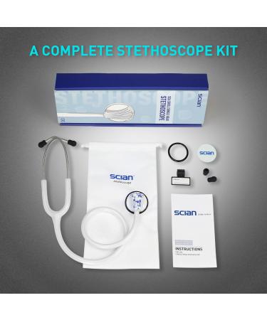 SCIAN Stethoscope - Single Head Cardiology Stethoscopes for Nurses Doctors and Nursing School Students Ideal for Blood Pressure Monitoring Home Diagnostics Medical Supplies White - Buy Online on GoSupps.com