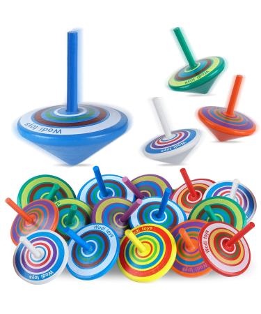 Lisopo 20 pieces of wooden wooden circle toys colorful toy playgrounds with a bay children's birthday party bag filler party decoration accessories 20s