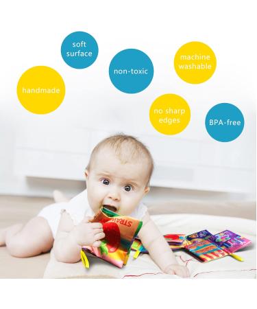 AMINFUN Soft Cloth Baby Book Toy Colorful Fabric Baby Learning Book(ABC-Z Alphabet 123-10 Colour Fruit 4 Pack) Touch and Feel Crinkle Sound Early Educational Toy Gift for Babies Infants Toddlers - Buy Online on GoSupps.com