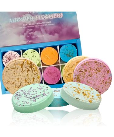 Shower Steamers - 8 Pack Shower Bombs for Women or Men - Essential Oils Relaxation Gifts for Home SPA - Long - Lasting in Shower - Self-Care -Organic Self Care and Relaxation Gifts for Women and Men