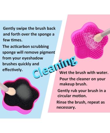 Buy Makeup Brushes Cleaner Set | Color Removal Sponge & Silicone Cleaner | Easy Brush Shampoo - Pink - Buy Online on GoSupps.com