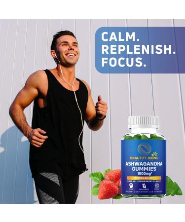Healthy Being Ashwagandha Gummies 1500mg for Stress & Energy Support - Vegan & Gluten-Free - 60 Count - Buy Online on GoSupps.com