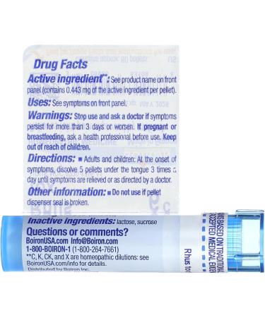 Boiron Rhus Tox 6C - Homeopathic Remedy 80 Pellets for Pain Relief - Fast International Shipping - Buy Online on GoSupps.com