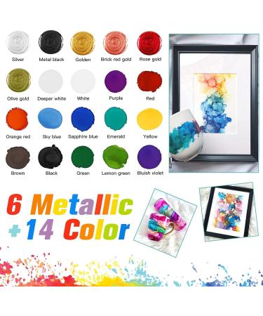 HTVRONT Alcohol Ink for Epoxy Resin - 20 Vivid Color Alcohol Inks Sets Including 6 Metallic Alcohol Ink, Concentrated Resin Ink 0.35oz/10ml, Transparent Alcohol Ink for Resin Art, Tumblers B-10ml*20 Alcohol Ink - Buy Online on GoSupps.com