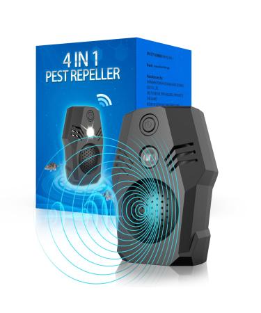 Superior Rodent Repeller, Electronic Ultrasonic Squirrel Mouse Repellent Plug in, Rat Repeller, Repel Rodents, Mice, Rats, Squirrels(White-Blue) Black
