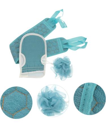 NOLITOY Bath Towel & Loofah Set - Back Scrubber & Body Massage Mitt - Men's Shower Accessories - 60x9cm Blue Green - Buy Online on GoSupps.com