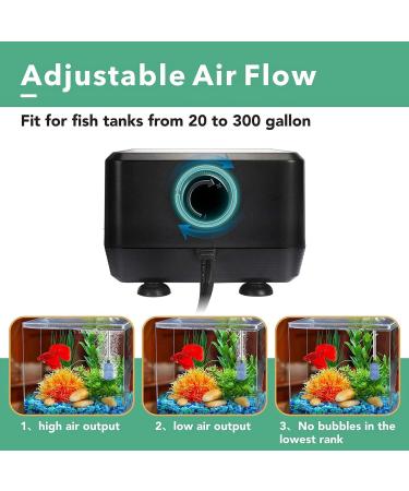 Buy Hygger Quietest Aquarium Air Pump - Adjustable 2 Air Outlets 5W/10W Ultra Quiet Aerator for Optimal Oxygen Supply - Buy Online on GoSupps.com