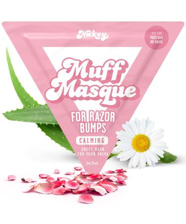 NAKEY Muff Masque Plant-Based Vaginal Mask for Women Perfect Post-Wax or Shave Relieves Razor Burns Ingrowns Redness & Bumps. Vulva Care Sheet Mask 1 The Soother 1 Count (Pack of 1)