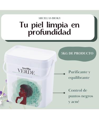  Bioky Green clay powder 5 kg | Anti-inflammatory purifies and deeply cleanses the skin Anti-acne mask | Maximum purity (5 kg) - Buy Online on GoSupps.com