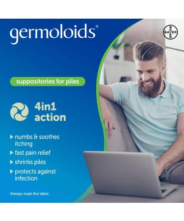 GERMOLOIDS Suppositories - 24 Pack for Hemorrhoid Relief - Buy Online on GoSupps.com