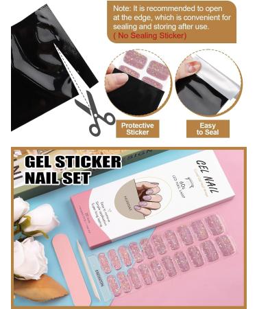 Kalolary 20PCS Luminous Glitter Gel Nail Polish Strips - Glow in the Dark Adhesive Full Wrap Stickers + Nail File - Rose - Buy Online on GoSupps.com
