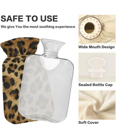 Leopard Hot Water Bottle with Cover - 2L for Pain Relief | Warm Water Bag for Women Girls & Kids - Buy Online on GoSupps.com