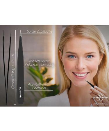 Pointed Powder-Coated Plucking Tweezers - 12 cm Stainless Steel | International Shipping Available - Buy Online on GoSupps.com