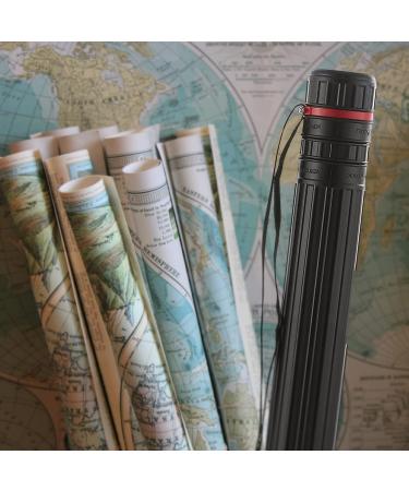 TOOYFUL Extendable Poster Tube 18-28'' with Shoulder Strap - Portable Storage for Documents, Blueprints, Drawings, Art - Black - Buy Online on GoSupps.com