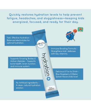 Hydration+ Electrolyte Drink Mix for Kids Sugar Free, Immune & Bone Support with Vitamin D, Zinc & K2 Blue Raspberry, 20 Stick Packs Blue Raspberry (20 Stick Packs) - Buy Online on GoSupps.com