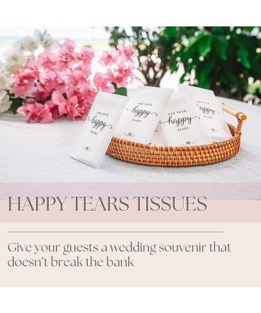Wedding Tissues Packs for Guests - Set of 20 Happy Tears Tissues - Wedding Favors - Bulk Frosted-Paper Individual Tissue Packs for Welcome Bags by PureRejuva - Buy Online on GoSupps.com