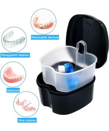 Keedolla Denture Box Case Orthodontic Dental Retainer False Teeth Holder with Strainer Basket False Teeth Cleaning Container Retainer Cleaning Box Travel - Black and Purple Black & Purple - Buy Online on GoSupps.com