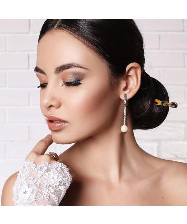6 Pieces Tortoise Print Acetate Hair Sticks Set - Retro Hair Accessories for Styling Long Hair - Women/Girls (Simple Pattern) - Buy Online on GoSupps.com