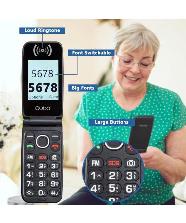 Quo Flip Phone for Seniors - GSM Cell Phone with 2.4 Display High Volume SOS Function Dual-SIM FM Radio Flashlight & Charging Station - Buy Online on GoSupps.com
