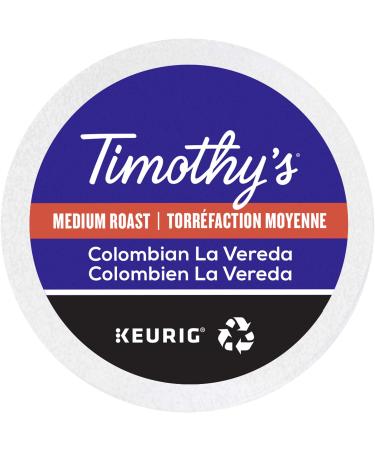 Timothy's Colombiam La Vereda K-Cup Coffee Pods 12 Count For Keurig Coffee Makers La Verada 72 count (Pack of 1)