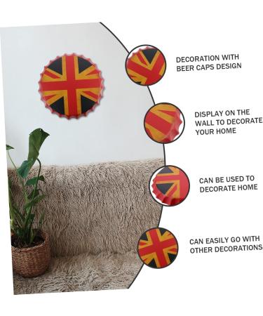 KICHOUSE Beer Cap Pendant USA Flags Vintage Metal Signs Cafe Beer Bar Sign Wall Decoration Household Beer Can 36X36X4CM British Flag Pattern - Buy Online on GoSupps.com