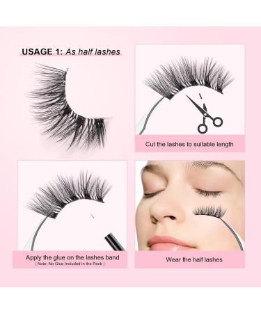 Glowingwin Half Lashes: Cat Eye False Eyelashes, Natural Look, 10 Pairs Corner Lashes, Handmade Reusable Mink Fluffy Lashes - Clear Band Half Lashes-09 - Buy Online on GoSupps.com