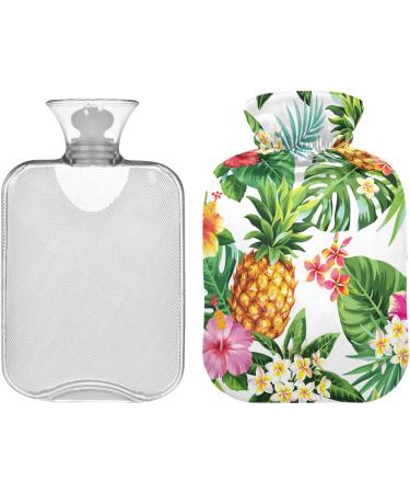 Naanle Palm Leaf Flowers Pineapple Water Bottle - 1L Transparent Hot Water Bottle for Pain Relief & Heat Therapy - Buy Online on GoSupps.com