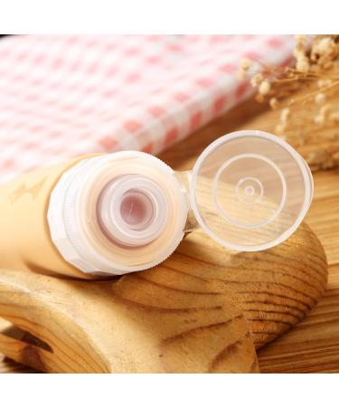 Gemice Portable Travel Bottle 4 Pack Silicone Travel Containers Set LeakProof Refillable Squeezable for Lotion Liquid Shampoos Soap and Toiletries (90ml) Apricot - Buy Online on GoSupps.com