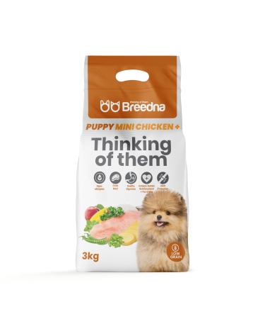 BREEDNA - Puppy Mini Chicken+ 3kg | Small Breed Puppy Food with Chicken | with Fruits and Vegetables | Ideal for Puppies from 1 Month Old and Nursing Mothers
