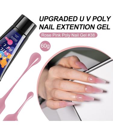 Mobray Poly Nail Gel Jelly Pink Rose 60 ML - Natural Color Acrylic Enhancement Builder for Nail Art - Beginner & Professional Poly Gel Extension - Buy Online on GoSupps.com