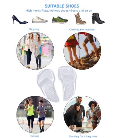 High Arch Support Inserts for Men & Women | Flat Feet Relief & Plantar Fasciitis Support - 3 Pairs (4.8 x 2.6 - Buy Online on GoSupps.com