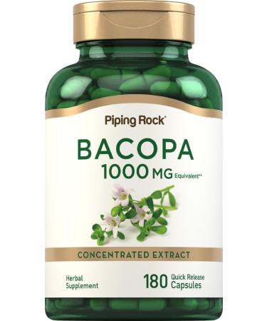 Piping Rock Bacopa Monnieri Supplement | 180 Capsules | Herbal Extract |Non-GMO & Gluten Free