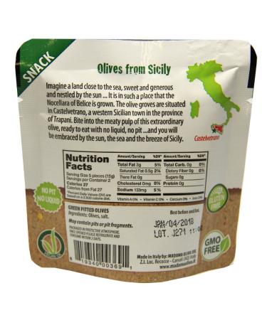 Frutto d'Italia Green Pitted Olives in Pouch - 1.1 Ounce (Pack of 10) Unflavored Olives - Buy Online on GoSupps.com