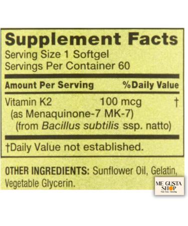 Spring Valley Vitamin K2 100mcg 60 Softgels + Me Gustas Stricker - Buy Online on GoSupps.com