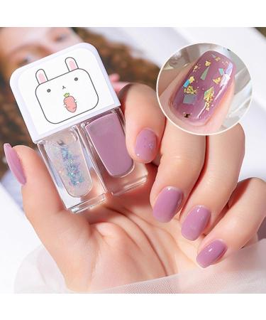 Purple Glitter Nail Polish Set 2 in 1 Quick Dry Shimmering Light Pink Nail Polish Set No Need Cure Nail Colourful Varnish Long Lasting Chip-Resistant Gift DIY Nail Art at Home - Buy Online on GoSupps.com