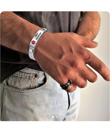 Buy Red Medical Alert ID Bracelet for Diabetes | Adjustable Stainless Steel & PVC Band | Emergency Health Alarm for Men & Women - Buy Online on GoSupps.com